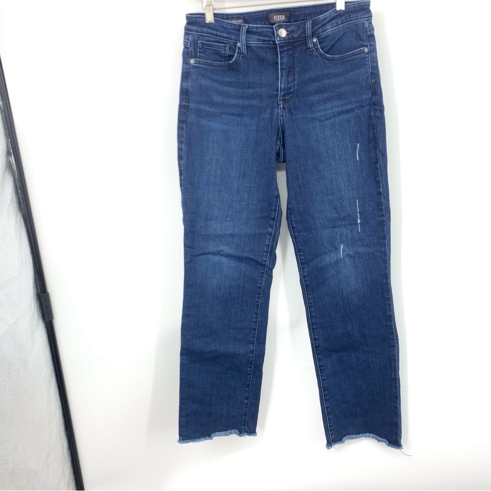 NYDJ Women Size 6 Jeans Relaxed Straight‎ Dark Wash Denim Pants Lift Tuck High